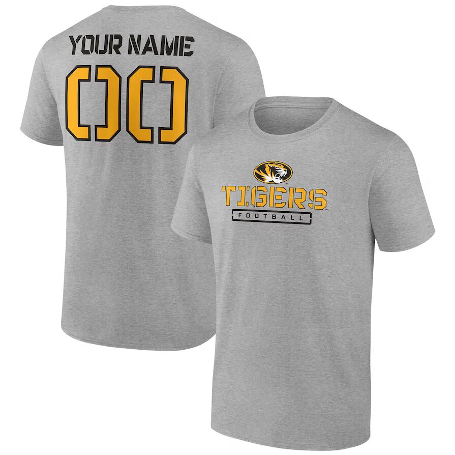 Custom Missouri Tigers Name And Number College Tshirt-Alternate Gray